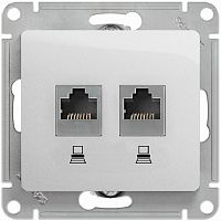 Розетка компьютерная без рамки Systeme Electric Glossa 2-м. RJ45+RJ45 5e алюминий  картинка